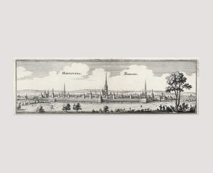 Kupferstich: Ansicht der Stadt Hannover von Nordosten