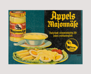 Reklameschild „Appels Majonnäse. Nahrhaft, vitaminhaltig, für jeden erschwinglich“