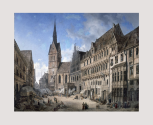 Ölgemälde: Marktkirche und Rathaus